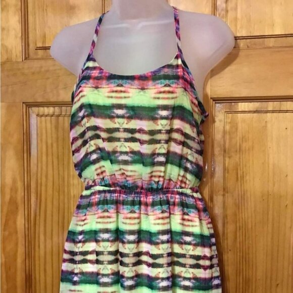 No Boundaries Tie Dye Floor Length Maxi Elastic Waist Sundress Dress3 - 5 Small - Picture 2 of 16